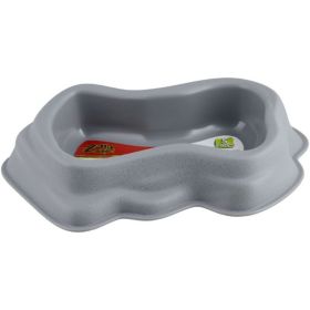 Zilla Decor Durable Dish for Reptiles Grey - Large (10.5"L x 8.8"W x 4.25"H)