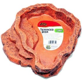 Zilla Decor Terraced Dish for Food or Water - Large (9.5"L x 8.87"W x 1.87"H)